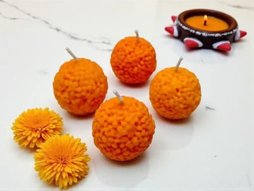 Scented Laddu Candles for Festival Gifting (Set of 4 Laddu)