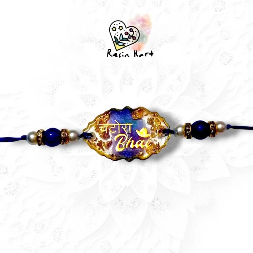 Resin Rakhi Rakshabandhan (Blue & Gold)